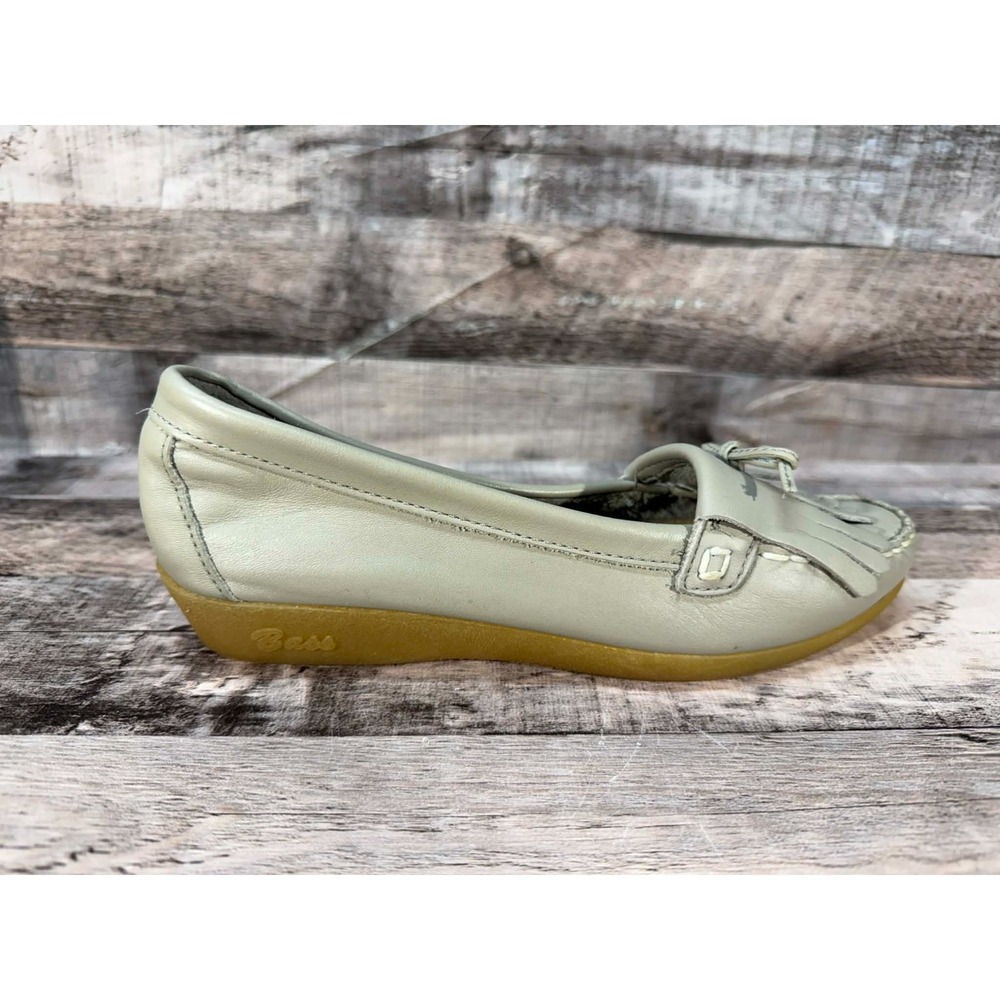 Vintage Bass Leather Tassel Loafers Shoes Women Gray Silver Size 5.5 - Picture 5 of 15